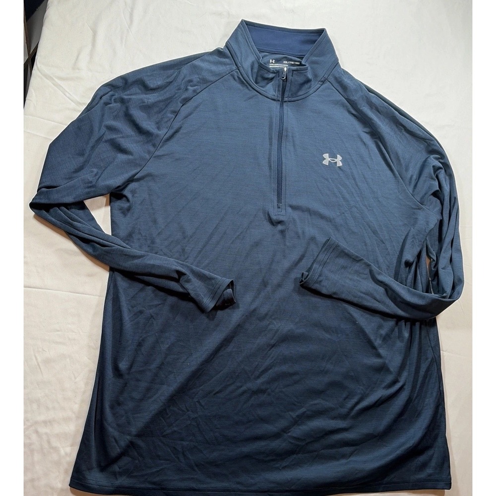 Under Armour Mens 2XL Blue Quarter Zip Pullover Long Sleeve Athletic Shirt
